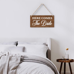 Rustic Wedding Sign Here Comes the Bride, Ring Bearer Sign, Funny Wedding Decor