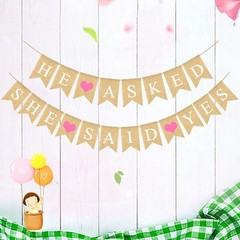 3pcs Fiancé Burlap Banner He Asked She Said Yes Banner Rustic 2520