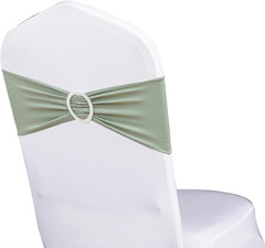Pack of 50 Spandex Sage Green Chair Sashes for Wedding Elastic Chair Bands with