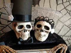Halloween Wedding decoration,card box,skull,fabric,black,bride,groom,paper,goth