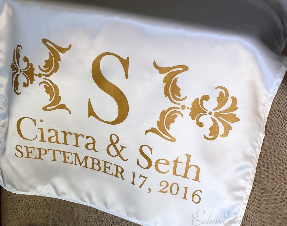 Wedding Table Runner Head Table Sign Wedding Decor Custom Monogram Sign Banner