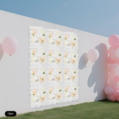 12PCS Artificial Flower Wall Panels White Artificial Flower Wall Backdrop Panels