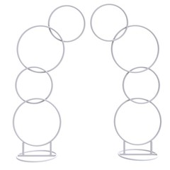 2X Connected Circle Wedding Hoop Stand Arch Blossom Flower Garland Arbor Pillars