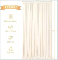 20ft x 12ft Champagne Backdrop Curtains Wrinkle Free Backdrop Curtain for Wed…