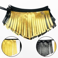 Black and Gold Tassel Banner Double Sided Metallic Fabric Pennant Bunting Fla…