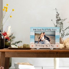 Mr and Mrs Wedding Gifts 8×6 Picture Frame, Beach Engagement Wedding Gifts fo…