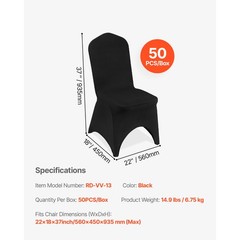 Uimoso 50PCS Black Stretch Spandex Chair Covers for Weddings and Events