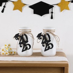 Graduation Decorations Class of 2025 2PCS Glass Mason Jars with 2025 Wooden T…