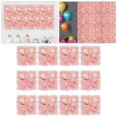 3D Flower Wall Panel-12pcs Artificial Flower Wall Background Silk Rose Wedding