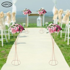 10pcs Flowered Iron Trumpet Vase Elegant Wedding Centerpieces Gold Vases