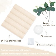 Chair Sashes 24 Pack 8FT Long Wedding Chair 1 Count (Pack of 24) Champagne