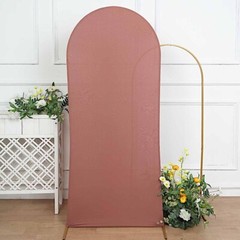 6 ft TERRACOTTA Matte Fitted Spandex Round Top Arch Backdrop STAND COVER Party