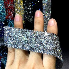 3 Yards Rhinestone Ribbon, Rhinestone Ribbon 1.0CM / 0.39inch Width Crystal AB