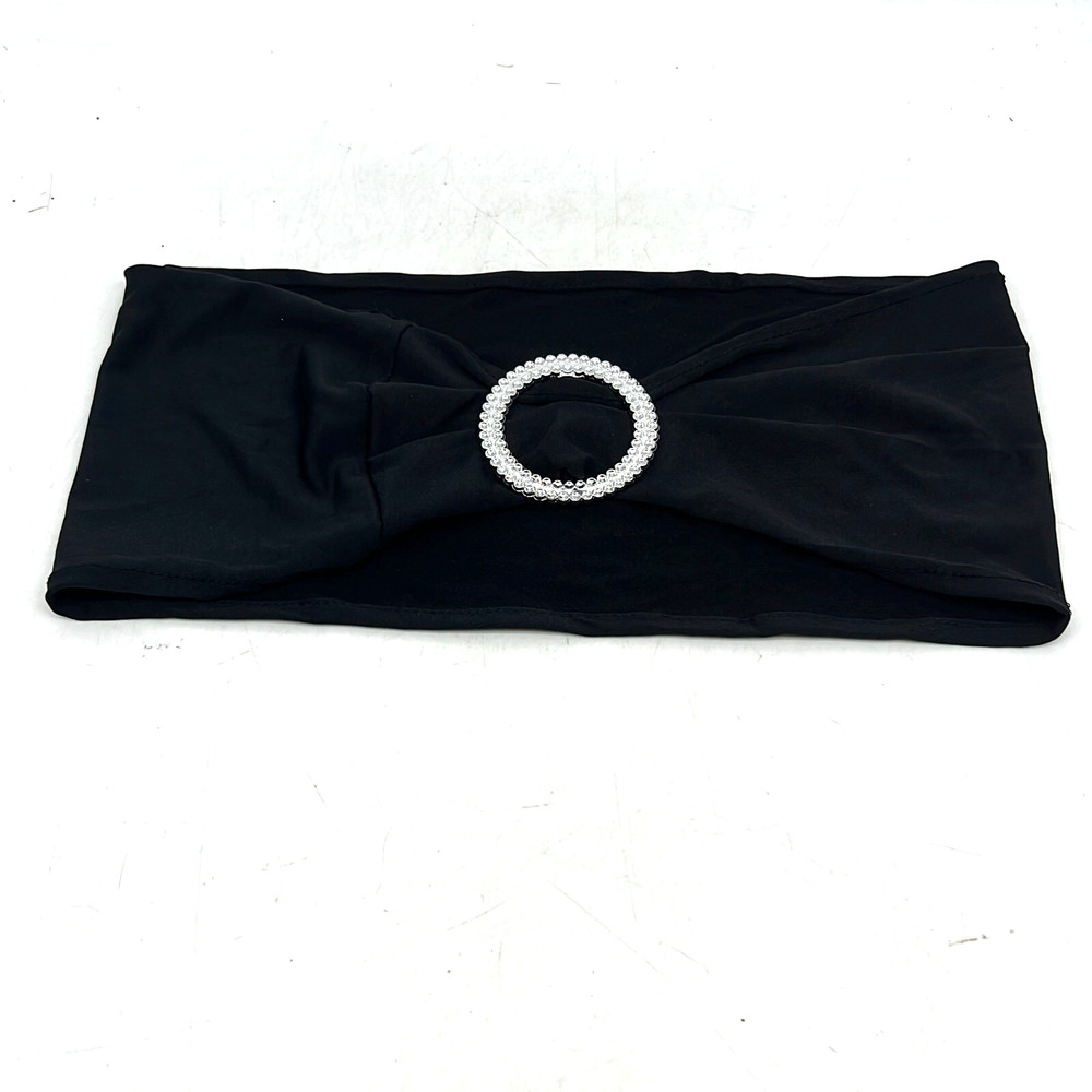 12 Pieces Wedding & Party Chair Decorative Stretch Black Bows Sashes With Buckle