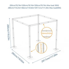 10X10FT 4Post Canopy Chuppah Mandap Wedding Photo Studio Background Hardware Kit