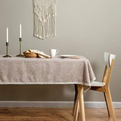 Linen Rustic Burlap Washable Tablecloth,Solid Heavy Weight Tan 55 x… Fast Ship