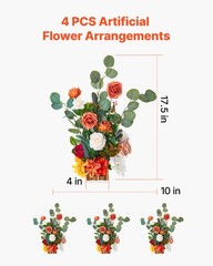 VEVOR Freestanding Flower Arrangements Wedding Orange Floral Centerpieces 4 Pcs