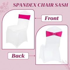 Pack of 10 Spandex Chair Sashes with Elegant Silver Buckle – Magenta