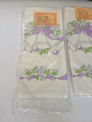 2 Vintage Party Table Covers Wedding Bells Chapel Retro 80s Bridal Paper Art