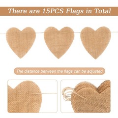 Reusable Heart Bunting Garland 11.5 Feet Rustic Linen Bunting Chain…