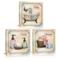 SkenoArt Bathroom Canvas Wall Art Relax Soak Unwind Quote Picture Print Vinta…