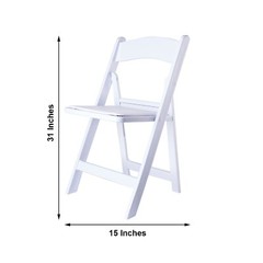 WHITE 31″ Resin FOLDING CHAIR Vinyl Padded Seat Wedding Reception Decorations