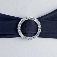 10 Navy Blue Spandex CHAIR SASHES with Silver Round Buckles Wedding Decorations
