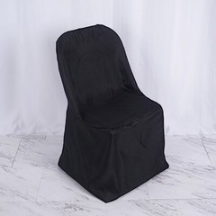 10 Black POLYESTER Folding Flat CHAIR COVERS Wedding Banquet Dinner Decorations