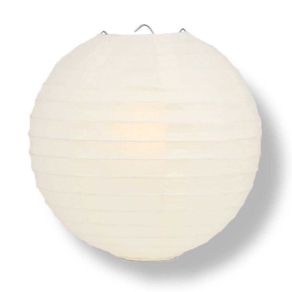 6″ Beige / Ivory Round Paper Lantern, Even Ribbing, Hanging Decoration