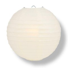 6″ Beige / Ivory Round Paper Lantern, Even Ribbing, Hanging Decoration