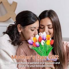 10 Multicolor Tulips Artificial Flowers – Fake Tulips Real Touch Flowers Arti…