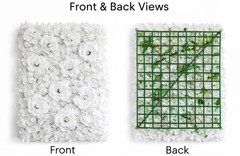 Pack of 4 Silk Roses Hydrangeas Flower Wall Backdrop Panel White Wedding Party