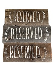 3 RESERVED Reversible Calligraphy SIGNS Wooden Event Painted Wedding Brown Grey