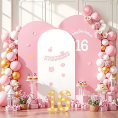 Arch Backdrop Cover 7.2FT 6.6FT 6FT Arch 7.2FT, 6.6FT, 6FT White and Pink