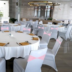 10Pcs 14×5″ Stretch Chair Sashes Bow Sash Elastic Chair Band Sashes Light Purple