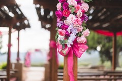 outdoor floral hanging arrangement