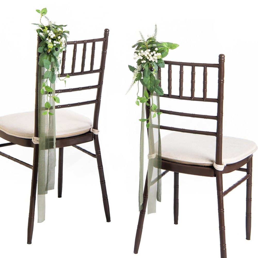 Ling’s Moment White & Sage Aisle Pew Artificial Flowers Babysbreath Arrangeme…