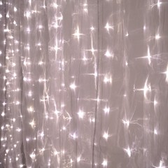 Warm White LED Lights on Organza BACKDROP 18 ft x 9 ft Wedding Decorations