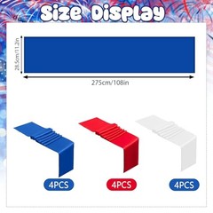 12 Pcs Patriotic Color Satin Silk Table Runners, American Red Red white blue