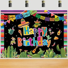 Mexican Fiesta Backdrop – Happy Birthday, Cinco De Mayo Carnival Party Decora…
