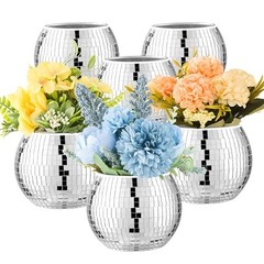 6 Pcs Disco Ball Vase Disco Ball Planter for Centerpieces Disco Glass 3″ X 4″
