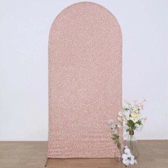 7 ft ROSE GOLD Metallic Fitted Spandex Round Top Arch STAND COVER Party Events