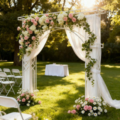 8.5 Feet Tall Metal Elegant Wedding Arch White Garden Arbor with Trellis Decor