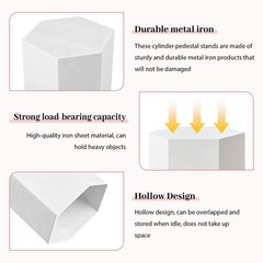 3PCS Fluted Cylinder Pedestal Stands Metal Cake Display Pillar Wedding Birthday