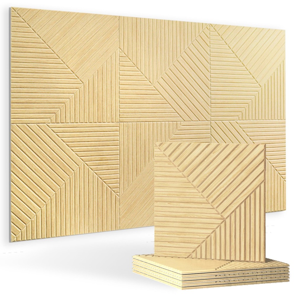 Acoustical Wall Panels,6 Pack 23.6×23.6 Inch UV Wood Texture Wall Art for L
