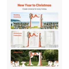 Uimoso Orange Floral Wedding Arch Kit with 2 Flower Arrangements and 3 Drapes