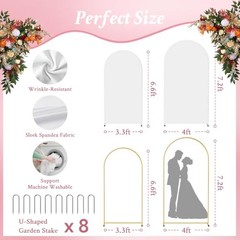 Arch Backdrop Stand and Cover Set 7.2FT/6FT, 7.2FT,6FT Gold Arches+White Covers