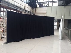 QUICK BACKDROP KIT 10 FT TALL x 10 FT – 50 FT WIDE PIPE WITH DRAPE(BLACK DRAPES)