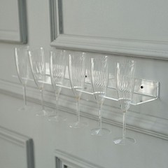 CLEAR 2 Acrylic 21″ Wine Glass Rack Wall Mounted Champagne Flute SHELVES Party