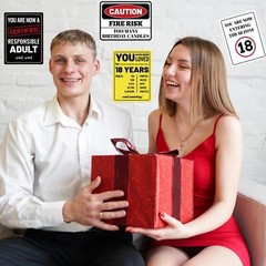 9pcs 18th Birthday Party Decorations, 9 Styles Funny Wall Signs Thick Paper F…